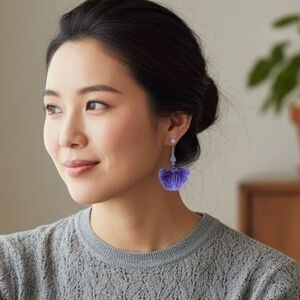 #303 HAND CRAFTED Earrings handcrafted handmade Orchid Resin Yellow